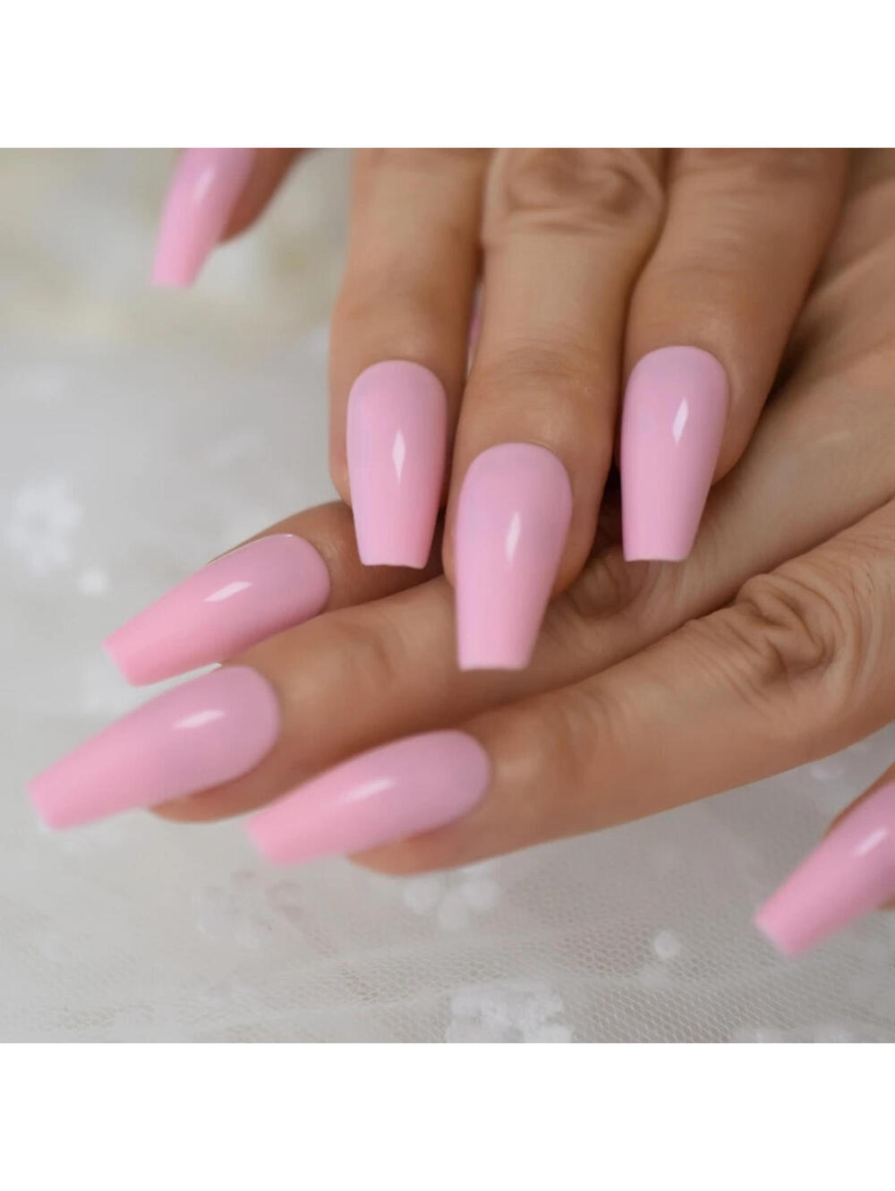 24 Press on nails kit w glue pink coffin long